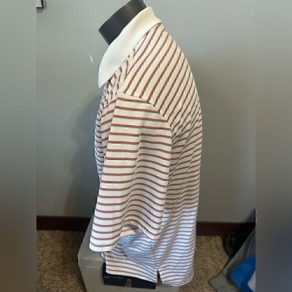 Under Armour Mens Large Red/White Striped Short Sleeve Polo - Picture 4 of 7